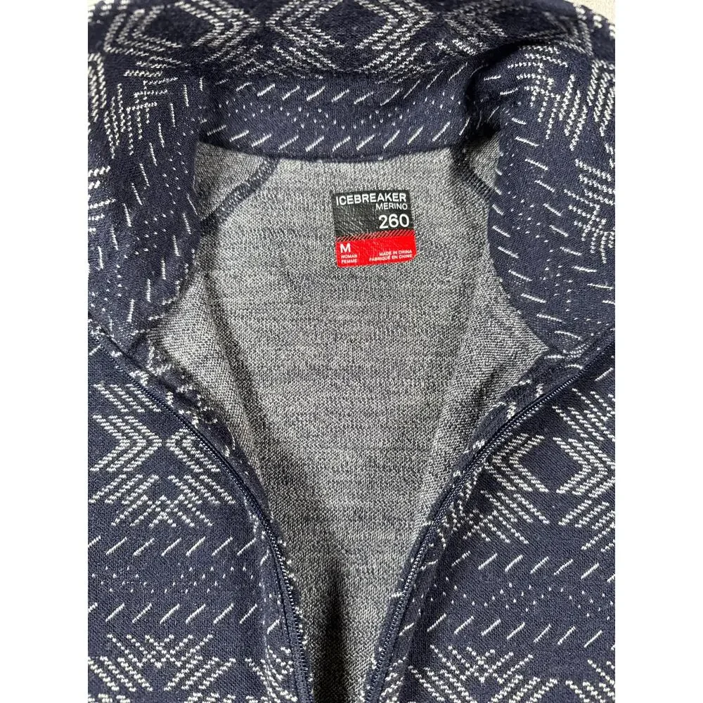 Icebreaker Vertex Base Layer Top Half Zip Womens Medium Merino Wool 260g‎ Blue